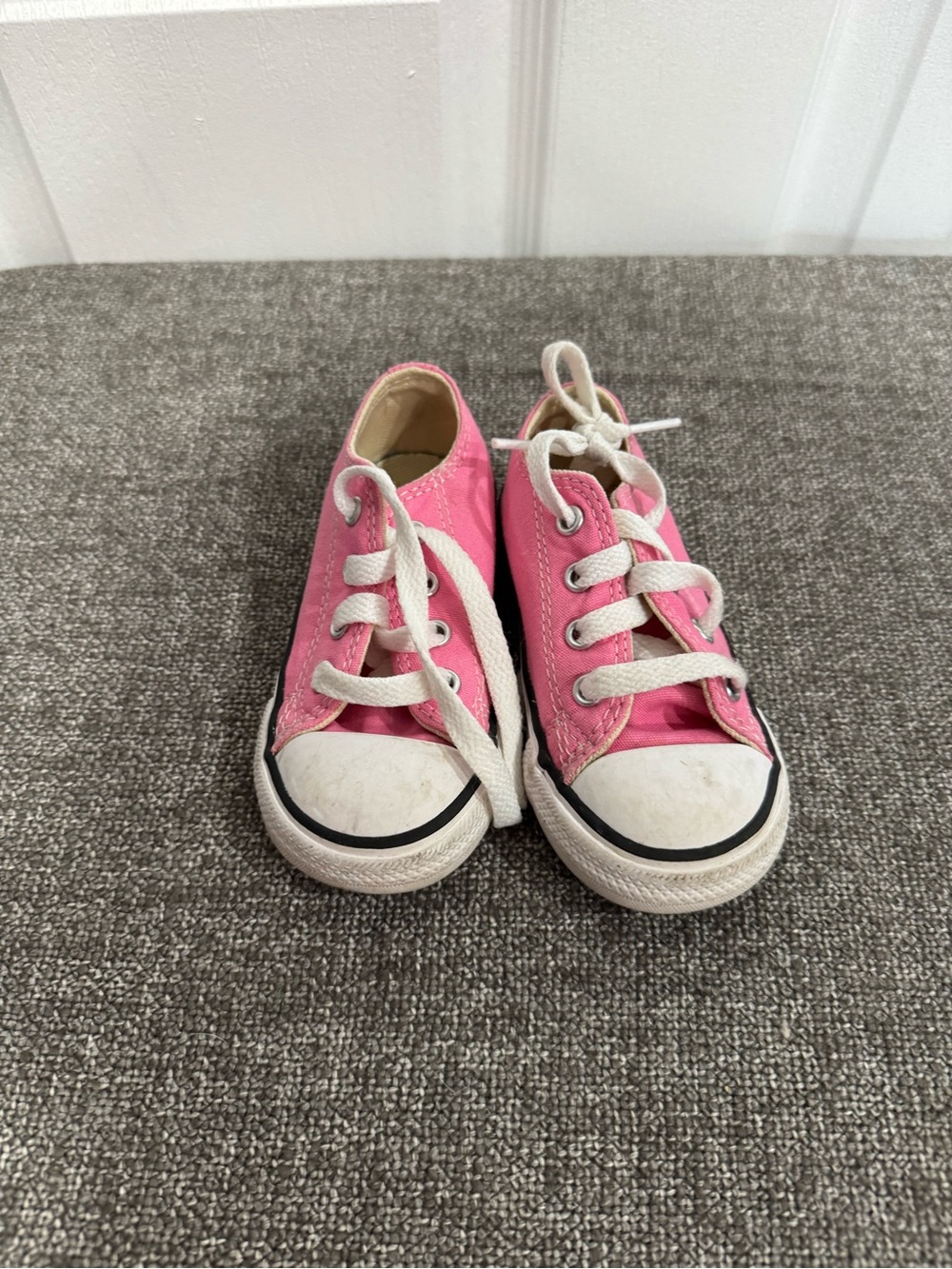 Converse Kids Pink Canvas Lace-Up Sneakers with White Accents